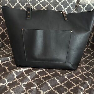 Portland Leather Company Oversized Black Tote Bag
